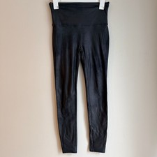 Spanx Black Faux Leather High Waisted Leggings Size Large