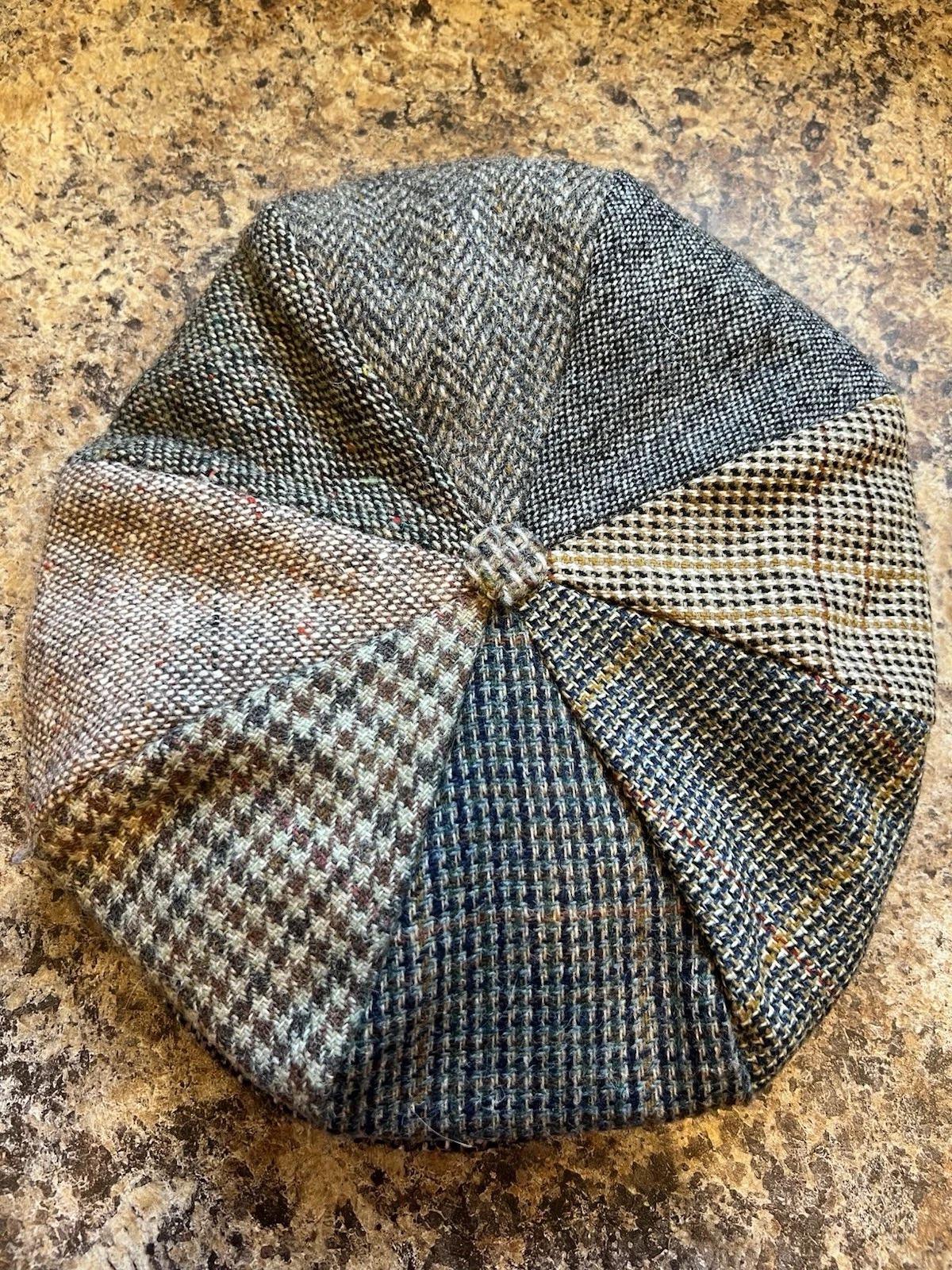 Hanna Hats of Donegal Ireland - 8 Panel Patchwork Newsboy-Pure New Wool - Size M
