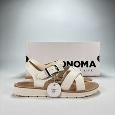 Sonoma Fenleyy White Adjustable Ankle Strap Easy On Sandals Youth Girls Size 2