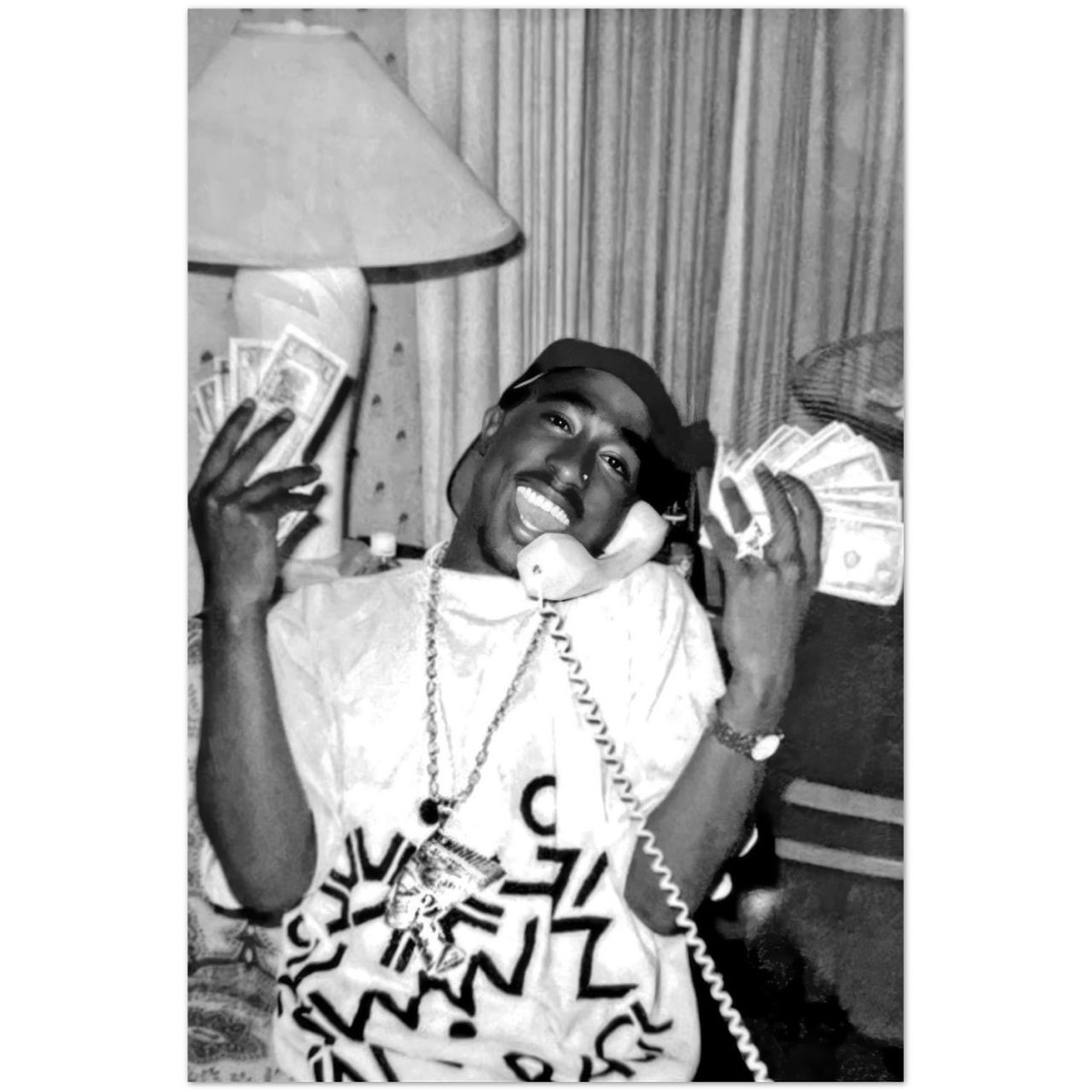 Tupac Shakur Vintage Black White Money Phone Hip Hop Art Poster | eBay