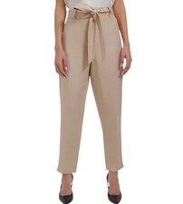 Calvin Klein Women Linen Blend Tie Waist Pants 12. Waist 36" Inseam 27" NWT 119