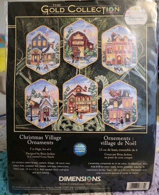 CHRISTMAS VILLAGE ORNAMENTS Dimensions GOLD COLLECTION 6 Tree Kit #8785 NEW 18ct