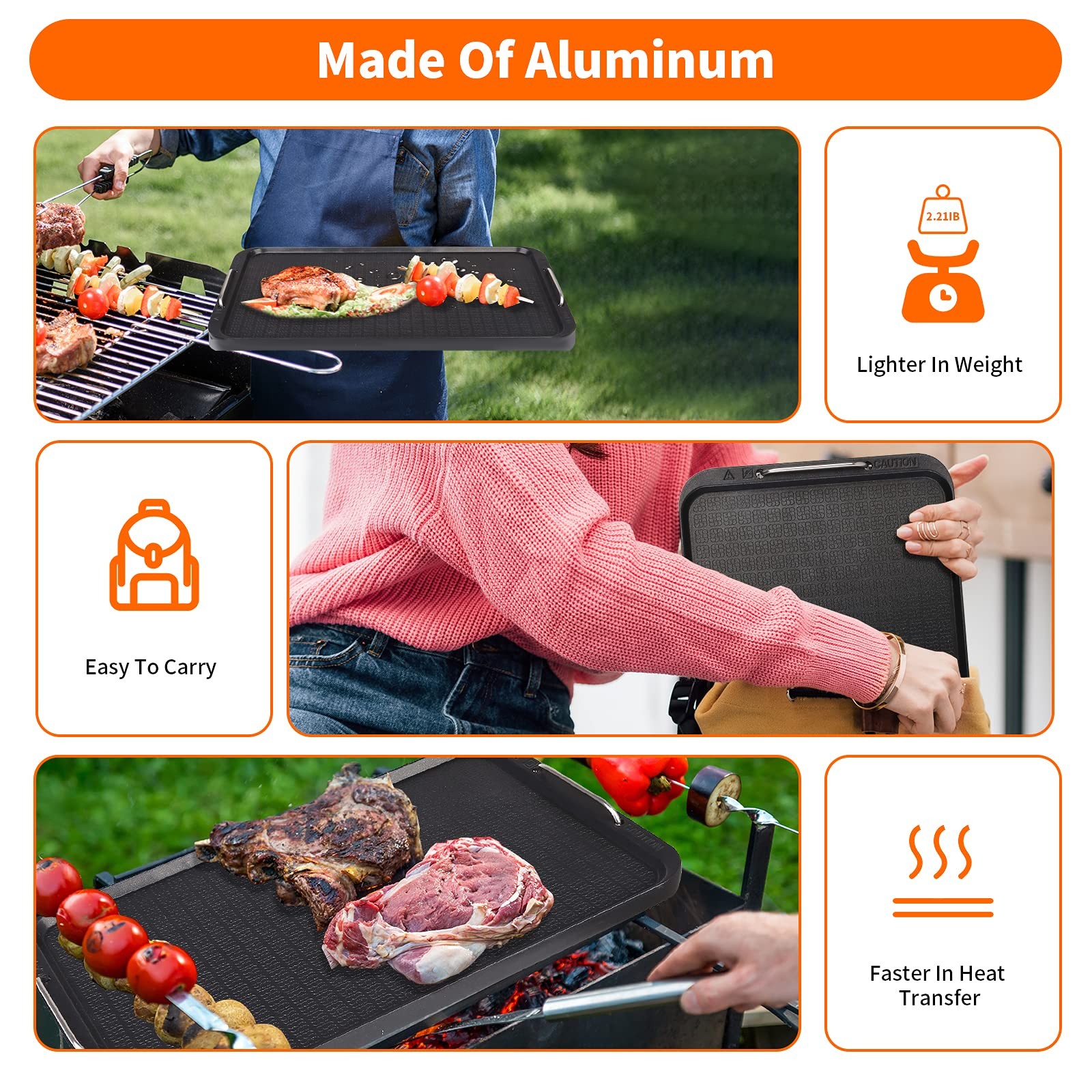 Flat Top Griddle for Stovetop, Non-Stick Griddle Grill Pan, Stove Top Grill,1...