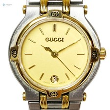 GUCCI 9000L Women's Stainless Steel Quartz Watch Gold Dial