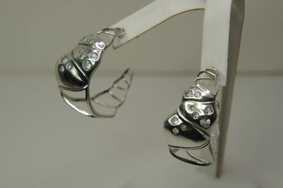 Brincos John HARDY bambu topázio branco grande argola lava prata 925 poste ret $1295 - Imagem 2 de 4