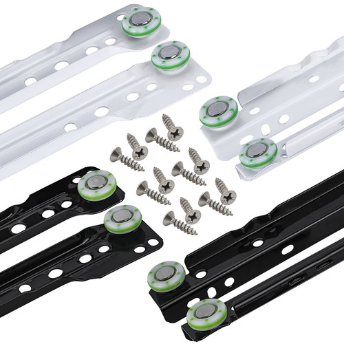 Schubladenauszug  Paar SCHUBLADENSCHIENEN Rollenführung Teilauszug Weiß Schwarz - Bild 1 von 8