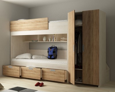 Etagenbett Heidelberg Rustikal Hell Mit Schrank Mir Treppe Hochbett 90x200 Ebay