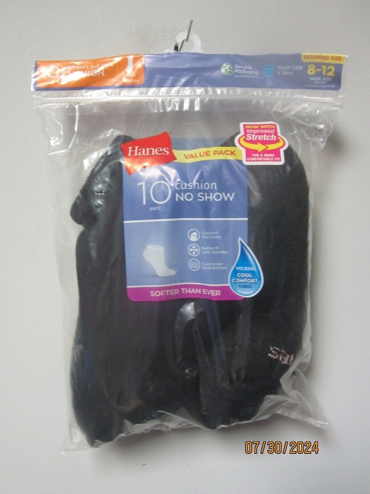 SAOLA Scarpe calze Hanes donna 10 paia suola intera ammortizzata no show nere misura 8 12