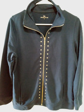 Womens Small Navy Blue Gold Studded Zip Up Soft Jacket Princess Cruises