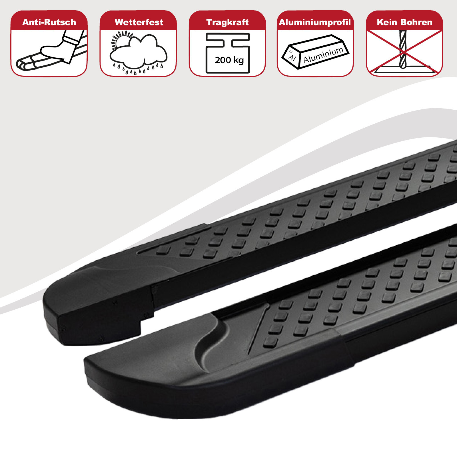 GERMANSELL Trittbretter Für VW Caddy Ab 2003 - TÜV Geprüft Mit ABE Inklusive