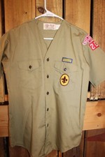 Boy Scouts of America BSA Youth Shirt 14 xl  Green Vintage Short Sleeve