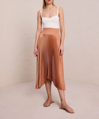 A.L.C. Sonali Satin Pleated Skirt In Torta Size 6 Orig. $595 NEW