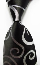 New Classic Paisley Black White JACQUARD WOVEN 100 Silk Men's Tie Necktie