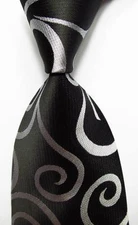 New Classic Paisley Black White JACQUARD WOVEN 100% Silk Men's Tie Necktie