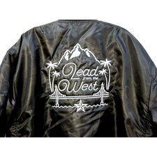 NASTY BOYS Black LEAD FROM THE WEST Embroidered Men's Bomber Jacket Medium NWT!!