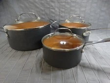 Gotham Steel Copper Cook Pan Set of 3 Pans and Lids