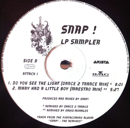 SNAP - RARE 3 TRK LP SAMPLER - RHYTHM IS A DANCER -90S DANCE 12” VINYL RECORD DJ - Picture 2 of 2