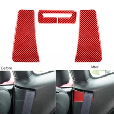 3Pcs For Dodge Challenger 15-2020 Red Carbon Fiber Car Seat Saft Belt Cover Trim