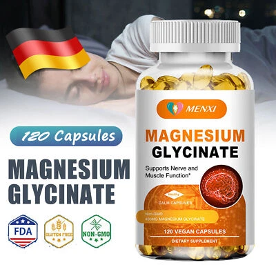 MENXI Magnesium 120 Stück Kapseln 400mg Hochdosiert Knochen Zähne Glycinat Magnesium