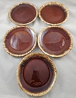 5 Vintage Hull Pottery Oven Proof 6 3/4" Bread & Butter Plates Brown Drip