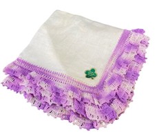 NWT Vintage Handkerchief Hankie Irish Linen Purple White Ombr Lace
