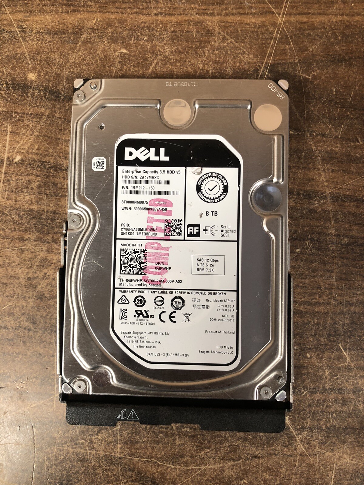 LOT OF 10 SAS 8TB HDD DELL 12Gb/s 7200 RPM P/N: 1RM212-150 Advanced AF ...