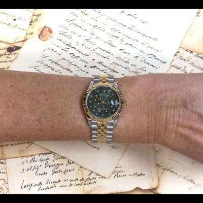Rolex Datejust 31 18k Yellow Gold/Steel Olive Floral Motif Diamond