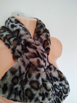 Debenhams Brown Leopard Print Faux Fur Scarf UK