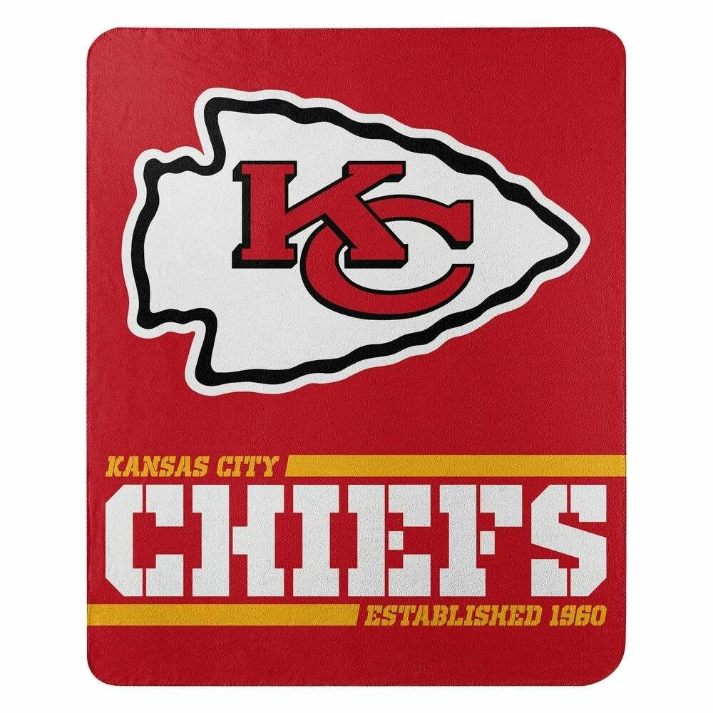 Coperta Sportiva Raschel Logo Brands 60x80 Cm, Kansas City Chiefs, Morbida In Pile, Lavabile, Per Stadio E Divano