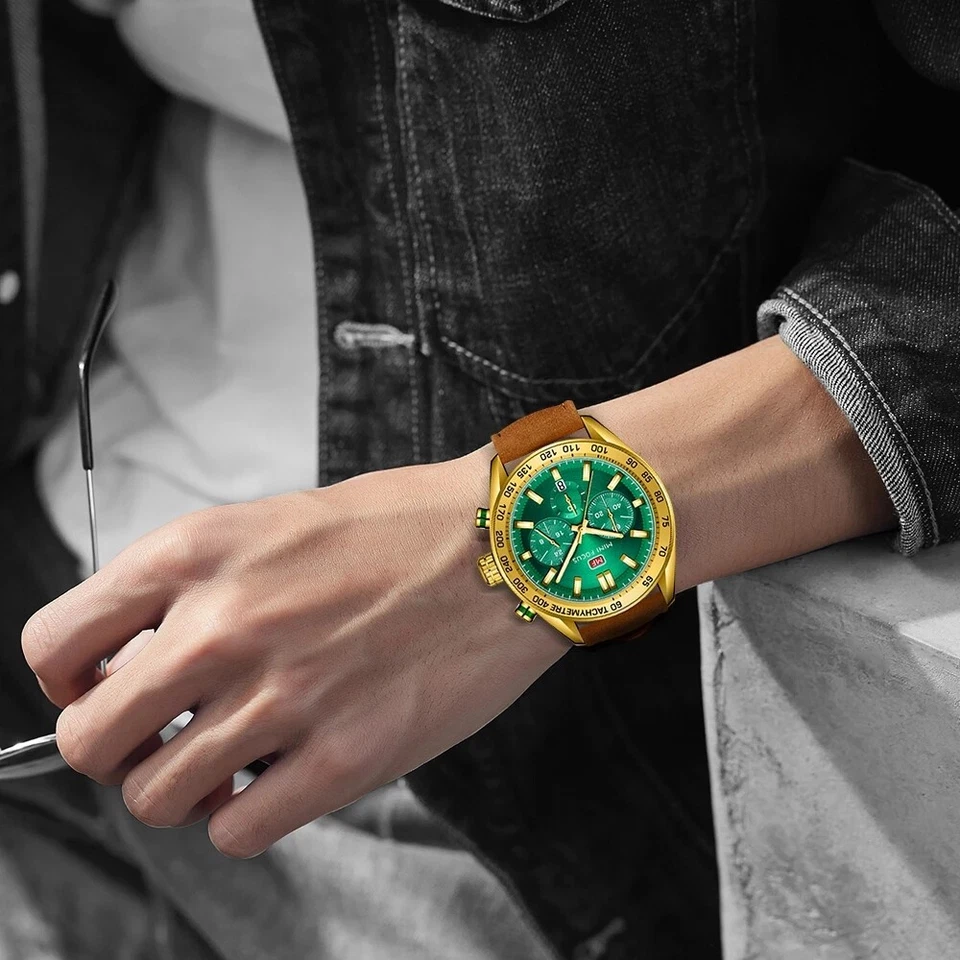 Reloj Pulsera MINI FOCUS Impermeable Hombre Ejército Militar Correa Cuero Cuarzo Foto 4 de 4