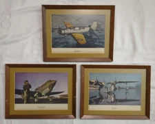 VTG Set US WWII Air Force Framed Curtiss Plane Photos Helldiver Tomahawk Mariner