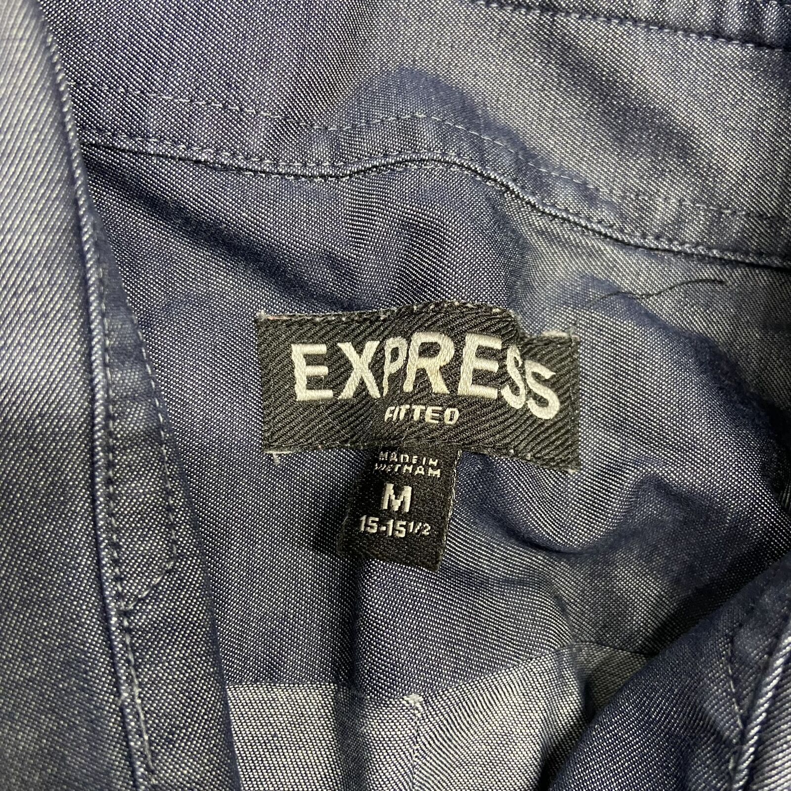 EXPRESS Button Down Pockets Blue Casual Shirt Men… - image 8