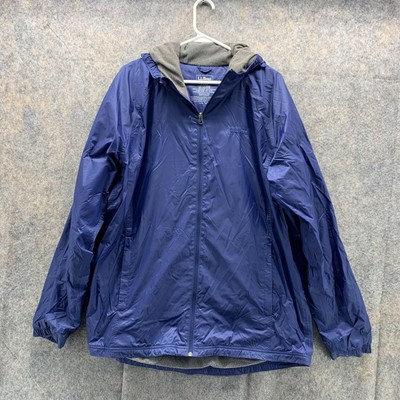 LL Bean Jacket Men Large Adult Blue Full Zip Hoodie Pocket Polyester Windbreaker