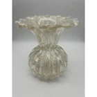 Vintage Murano Glass Vase Clear Art Glass Gold Flecks 6.25"