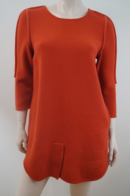 3.1 PHILLIP LIM Deep Orange Wool 3/4 Sleeve Lined Shift Mini