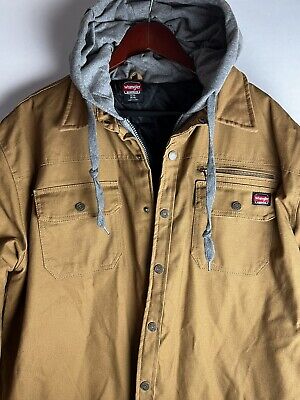 Wrangler Workwear Quilted Lined Shirt Jacket Duck Brown Grey Wrangler Workwear Quilted Lined Shirt Jacket Duck Brown Grey