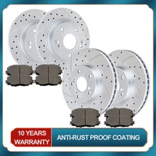 Front & Rear Slotted Brake Rotors & Pads for Acura TSX Honda Accord Brakes Kits