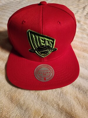 New Jersey Nets Mitchell & Ness Hat Reverse Grinch Team Snapback HWC Red Cap NWT
