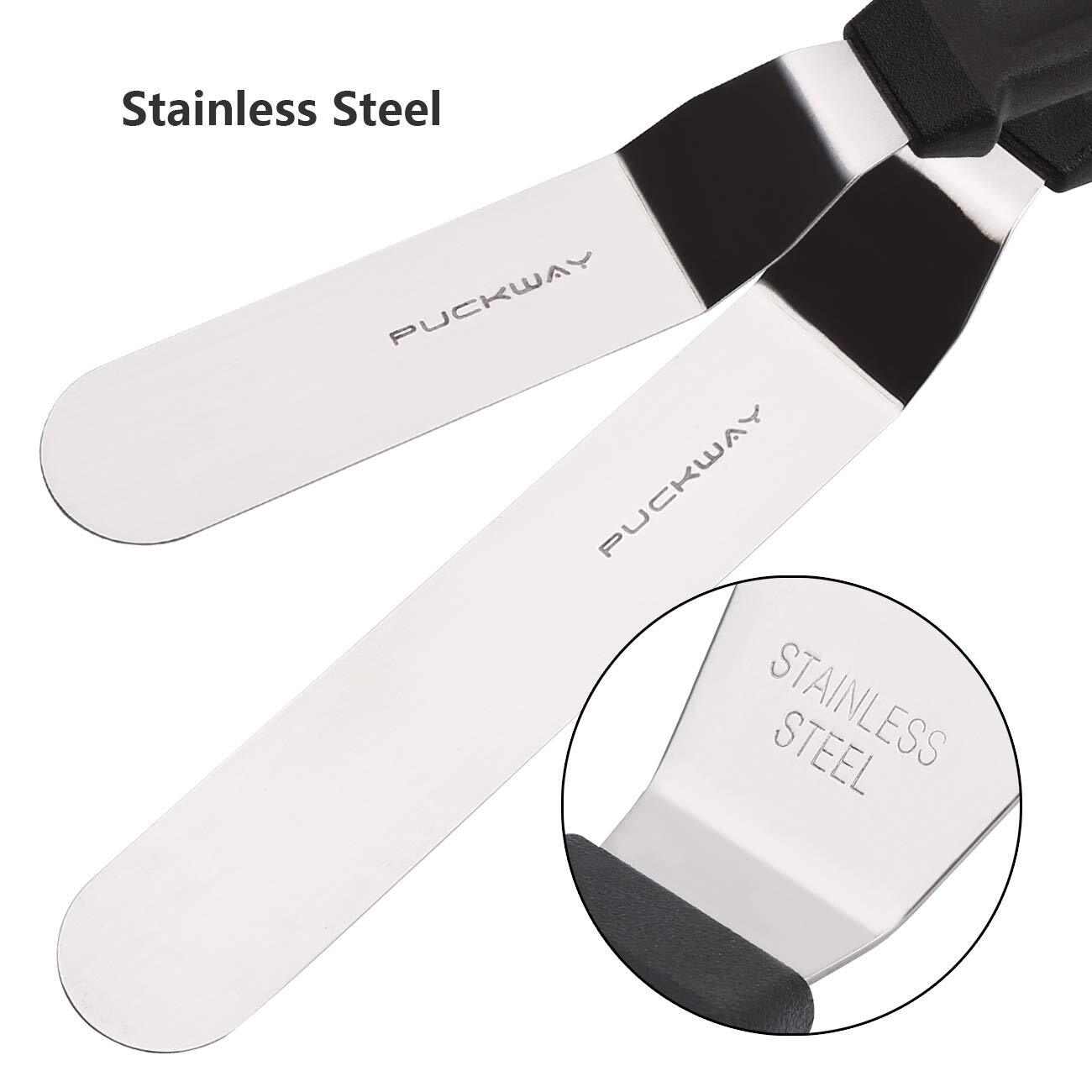 Offset Frosting Cake Knife set of 3 Black 6 8 & 10 Inch Angled Icing Spatula ...