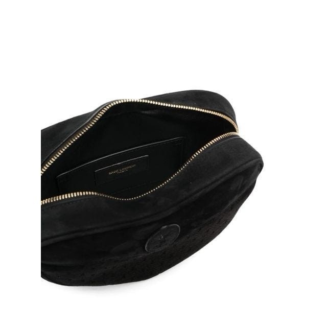 Borsa a tracolla Yves SAINT LAURENT YSL velluto scamosciato Le Monogramme Coeur nera