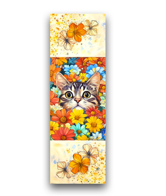 Cat In Flowers Bookmark   Handmade Art Gift for Readers & Animal Lovers