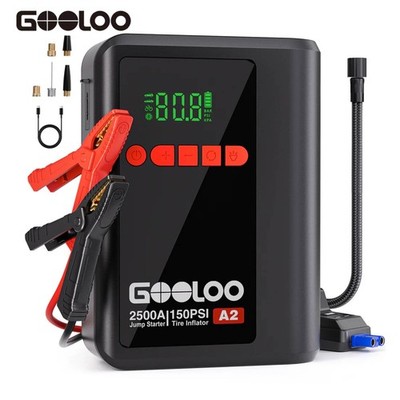 GOOLOO A2 Jump Starter 2500A 12V Car Battery Booster with Air 150PSI Compressor