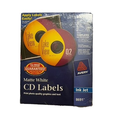 SEALED Avery Dennison Inkjet CD / DVD Disc Labels | 100 Ct | Matte White | #8691