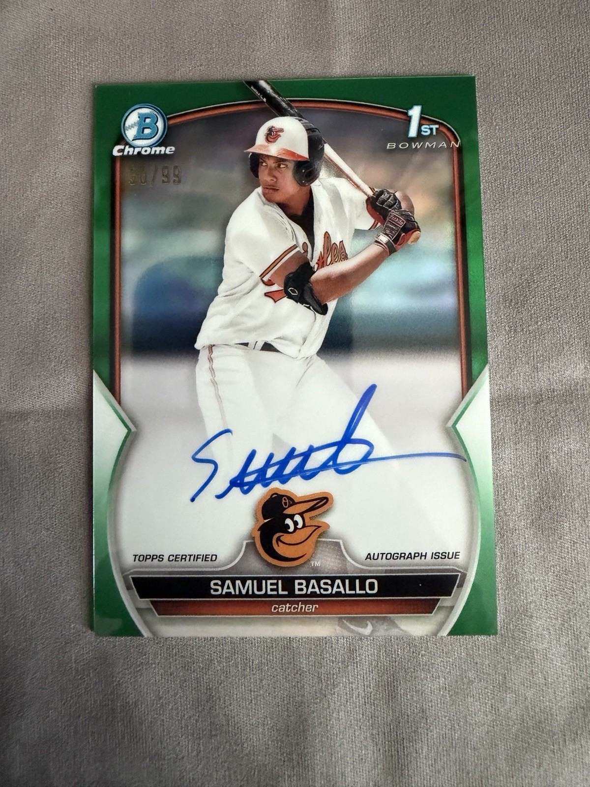2023 Bowman Chrome - Prospect Auto Samuel Basallo #CPA-SB Green Refractor /99