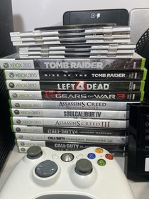 Xbox 360 S CONSOLE BUNDLE-20 Games/DJ Turntable-2 Controllers-Model 1439-KINECT