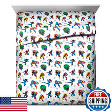 Jay Franco Kids Queen Sheet Set - Avengers Fitted, Flat, Pillowcase - Ultra-Soft