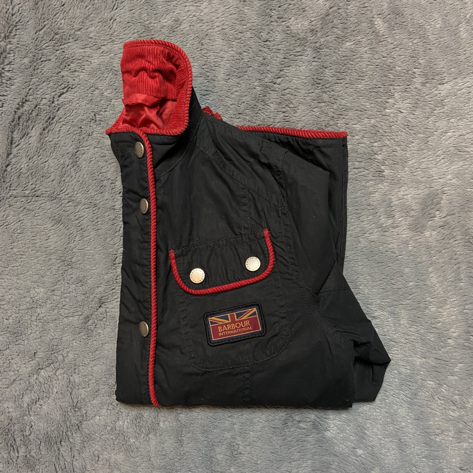 Barbour Jacket Girls Large 10-11 Years Black Wax Cotton Glencoe Union Jack Rare image 9