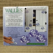 Blue Willow Teacup Wallies Pre-Pasted Wallpaper Sealed Set of 25 Cutouts New