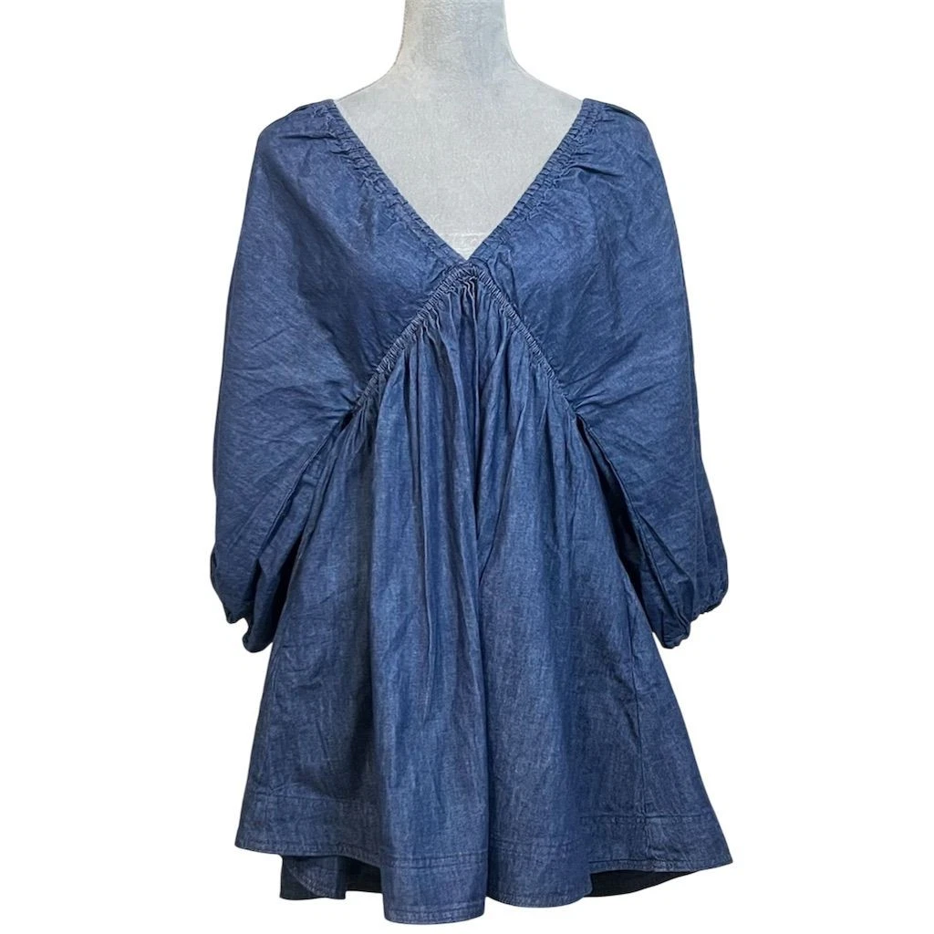white christmas dresses Denim Cutout Maxi Dress S main image 0