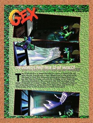1995 Gex Saturn Original Advertisement / Retro Promo vr1